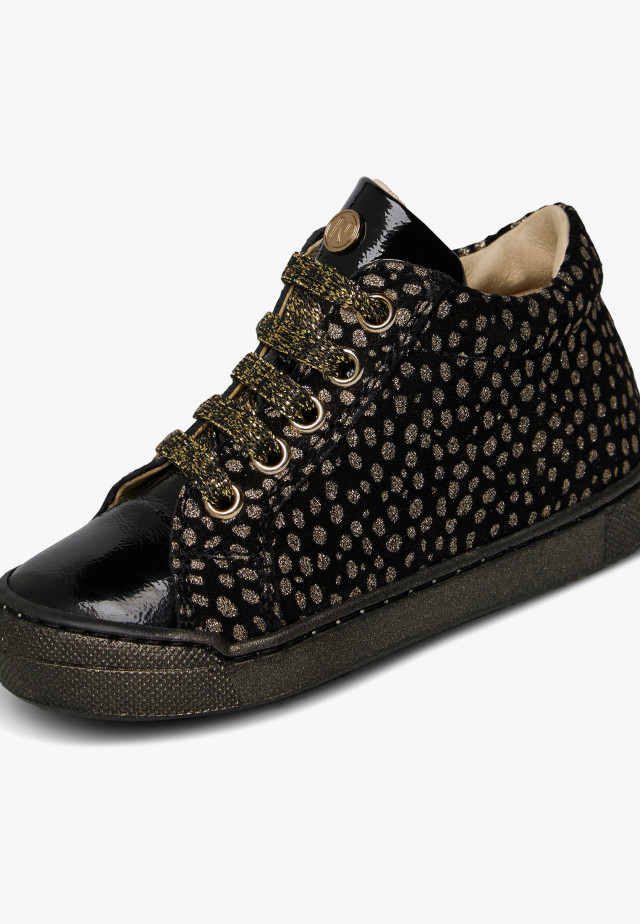 NATURINO DORD ZIPSneakers aus Velours- und Lackleder, Schwarz-Platin