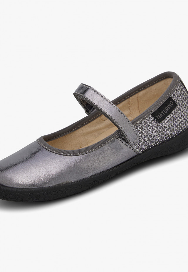 NATURINO FROLLIKBallerinas aus Metallic-Leder und Glitter, Silber
