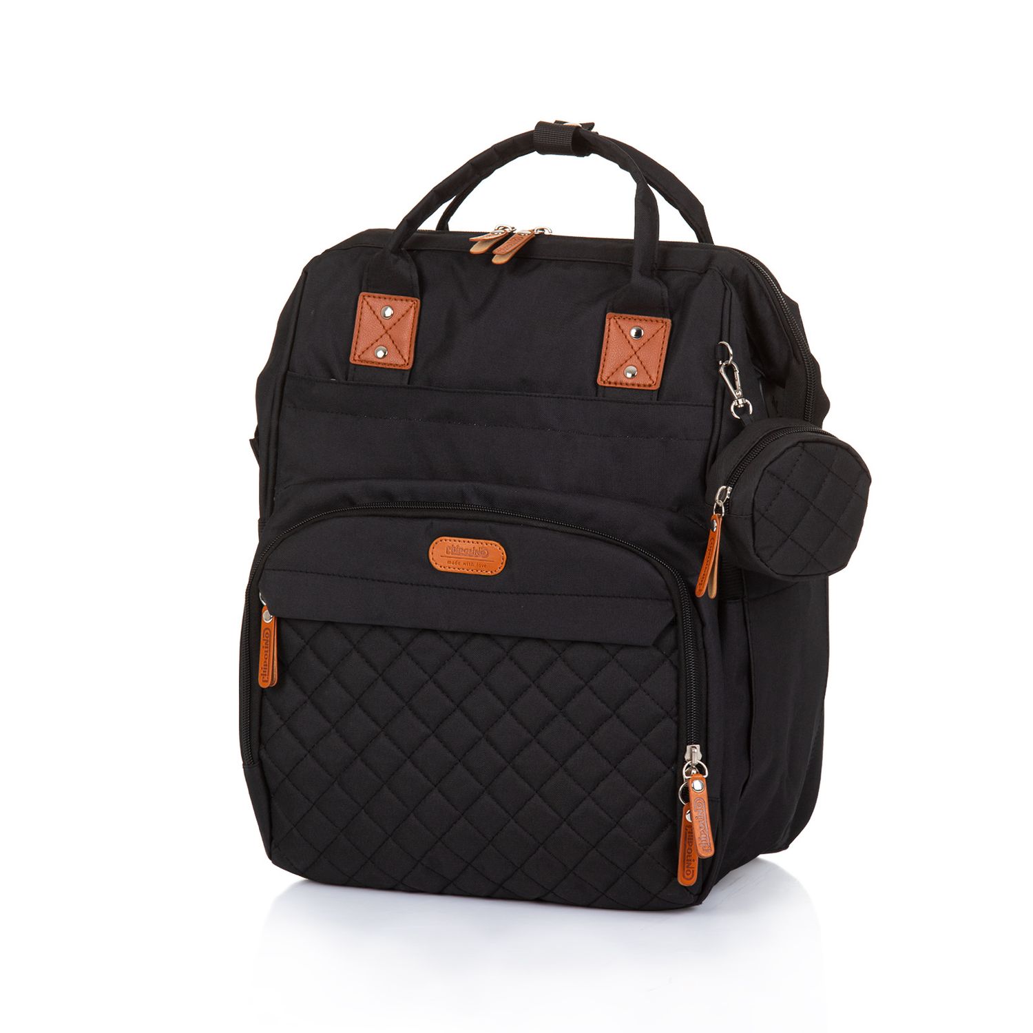 Chipolino Wickeltasche, Kinderwagen Rucksack Reißverschluss Schnullertasche schwarz