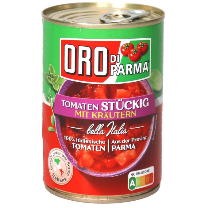 Tomatenstücke Kräuter, 425ml von Oro di Parma
