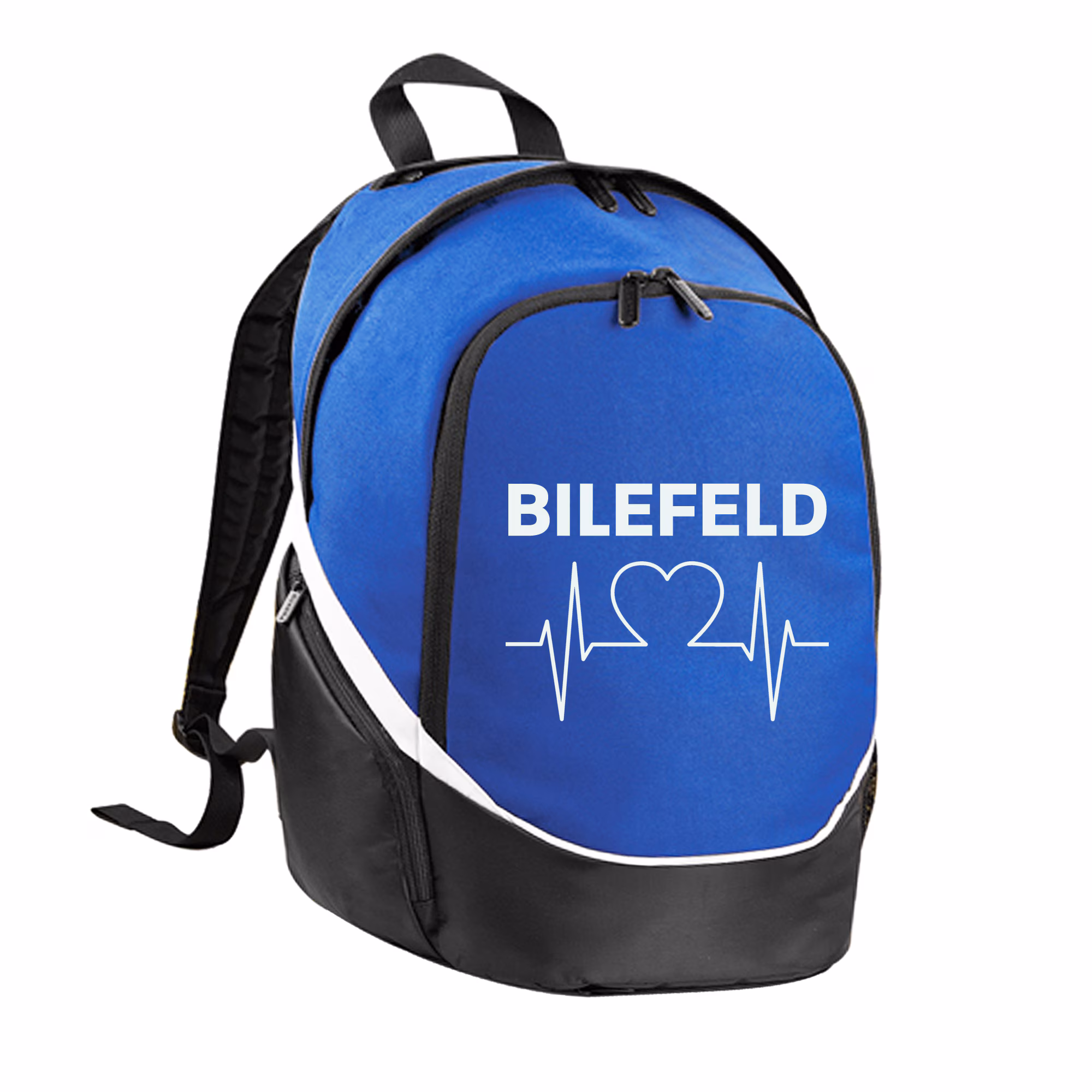multifanshop® Rucksack - Bielefeld - Herzschlag - Druck weiß