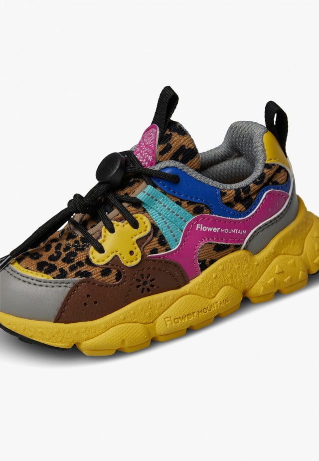 YAMANO 3 JUNIOR.Sneakers aus Kunstleder und technischem Gewebe, Taupe-Braun