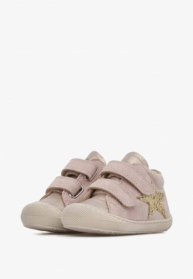 NATURINO KOLDE VLLauflernschuhe aus Leder und Veloursleder, Puderrosa-Platin