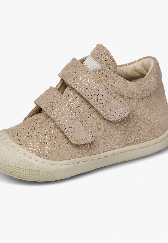 NATURINO COCOON VLLauflernschuhe aus Veloursleder mit Metallic-Details, Taupe