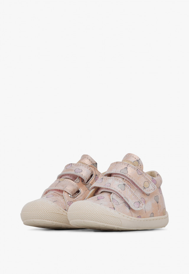 NATURINO COCOON VLLauflernschuhe aus Metallic-Leder mit Ballon-Print, Puderrosa
