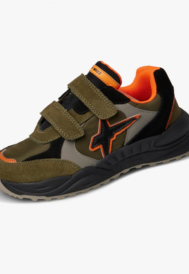 CHEWINGUM JUNIOR VL.Sneakers aus Veloursleder und technischem Gewebe, Militärgrün