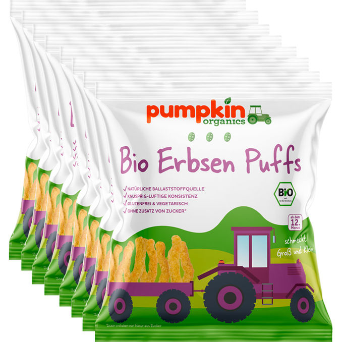BIO Erbsen Puffs, 8er Pack, 8x20g von Pumpkin Organics