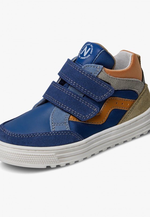 NATURINO MIZAR VL.Sneakers aus Leder un technischem Gewebe, Blau-Orange