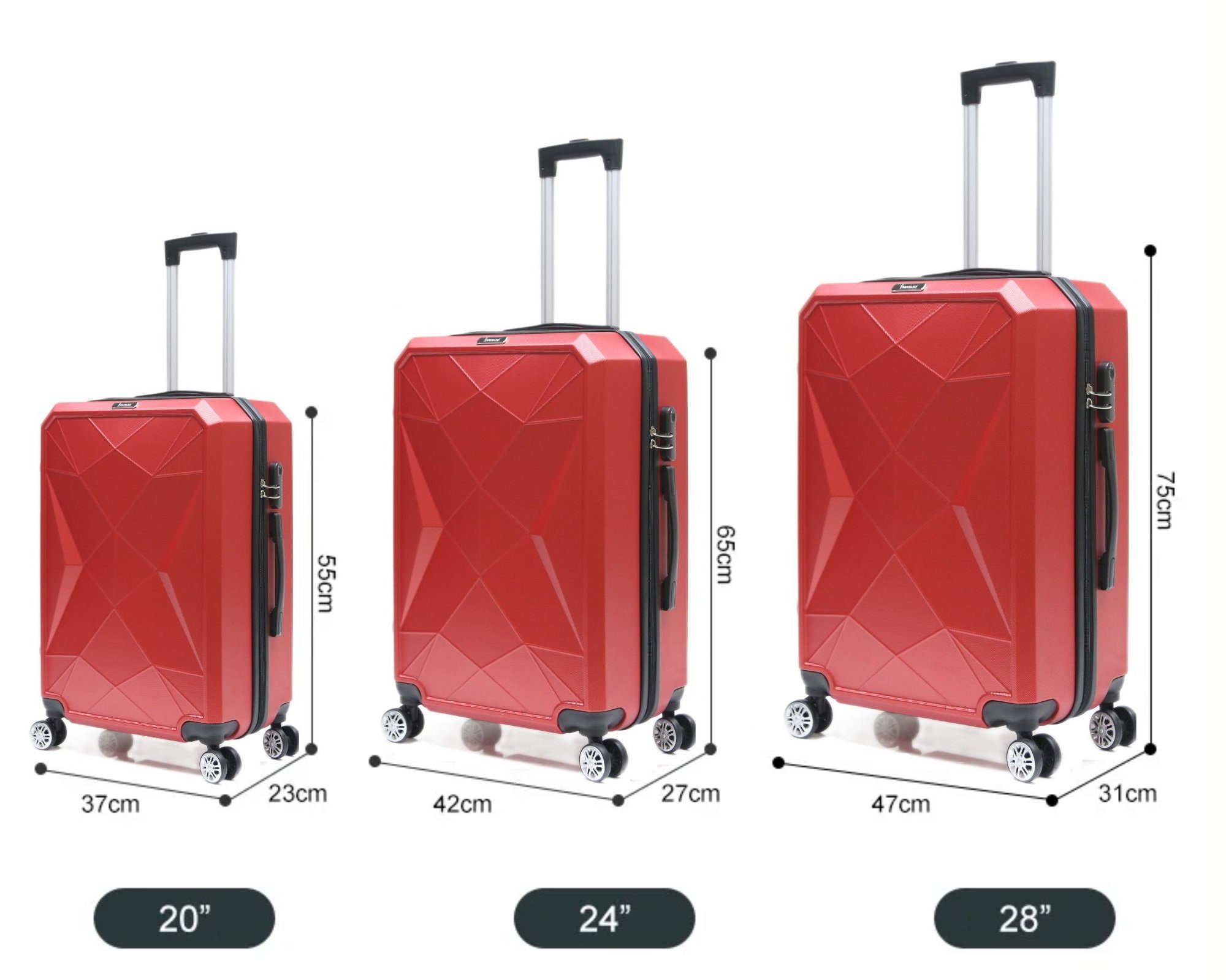 Reisekoffer ABS-03 Koffer 3-teilig Hartschale Trolley Set Kofferset Ha