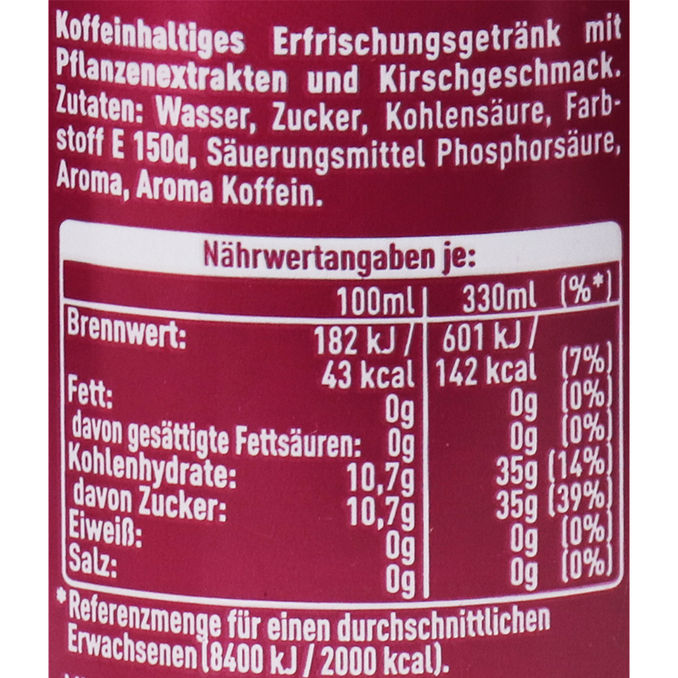 Coca-Cola Cherry, 24er Pack (EINWEG) zzgl. Pfand, 24x 0,33L von Coca-Cola