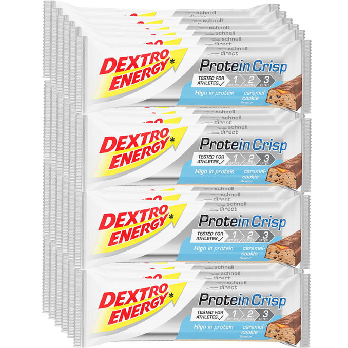 Proteinriegel Crisp Caramel-Cookie, 24er Pack, 24 x 50g von Dextro Energy