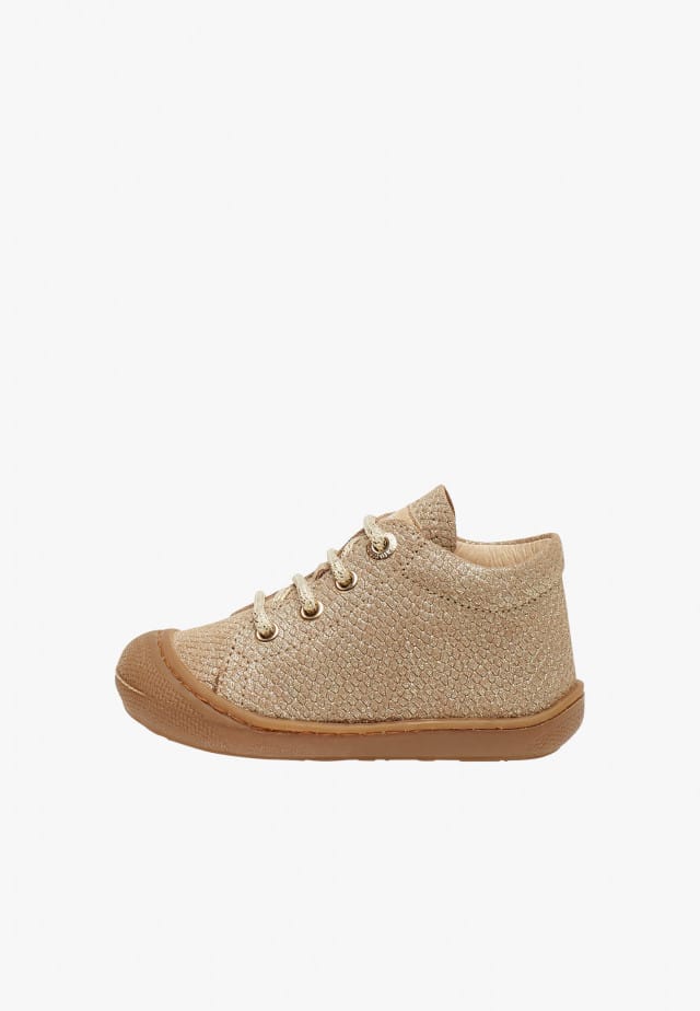 NATURINO COCOONLauflernschuhe aus Metallic-Veloursleder, Platin