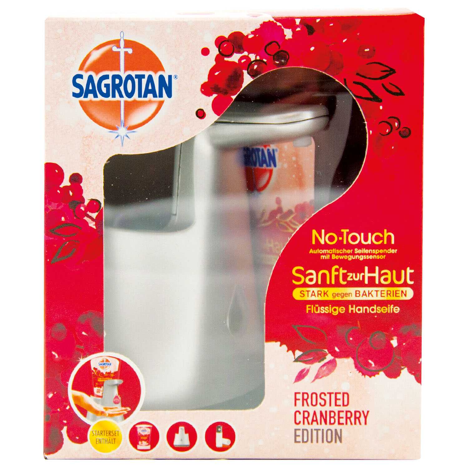 Sagrotan No Touch Starter-Set Bewegungssensor & 250 ml Nachfüller Frosted Cranberry Edition