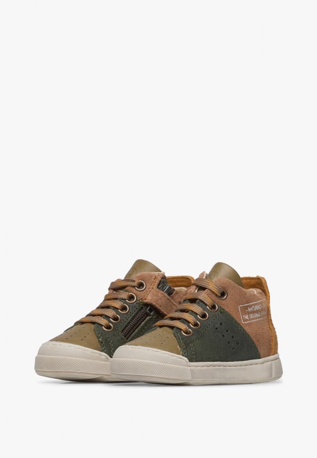 NATURINO TRAJAN HIGH ZIPSneakers aus Leder und Veloursleder, Braun-Marineblau