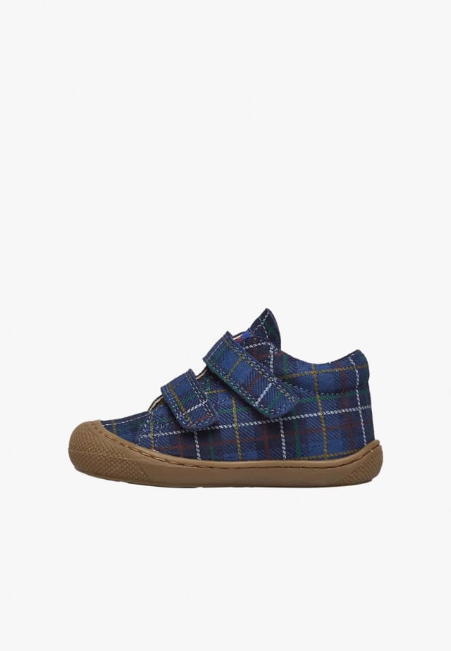 NATURINO COCOON VLLauflernschuhe aus Veloursleder mit Karomuster, Marineblau