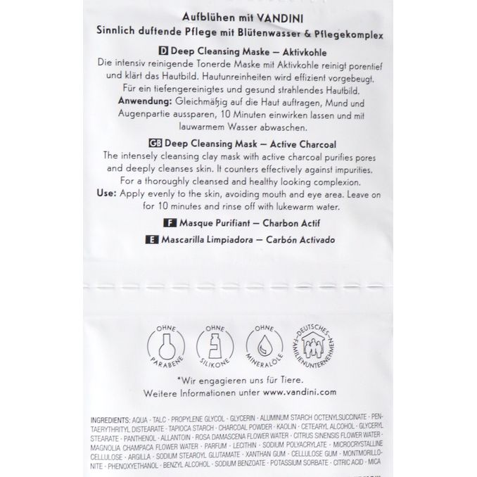 Gesichtsmaske Aktivkohle, 2er Pack, 2x7,5ml von VANDINI