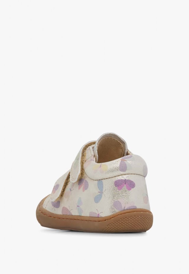 NATURINO COCOON VLLauflernschuhe aus Metallic-Leder mit Schmetterlingen, Platin