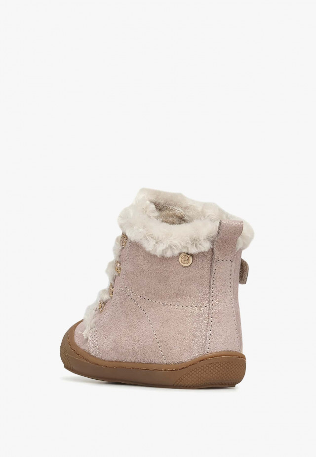 NATURINO BEBAYStiefeletten aus Veloursleder und Wolle, Rosa