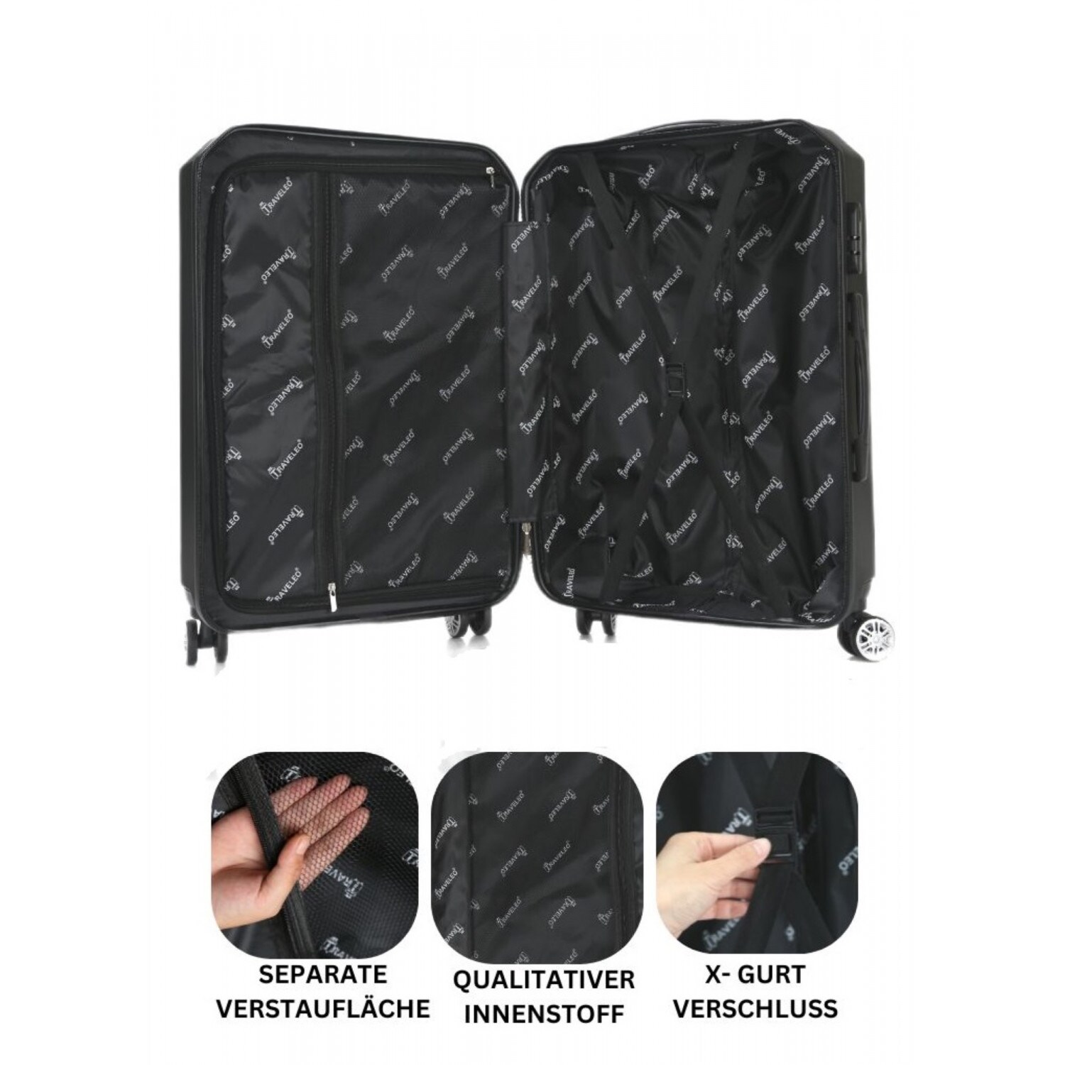 Koffer 3 tlg Set Trolley Kofferset Handgepäck Polypropylen