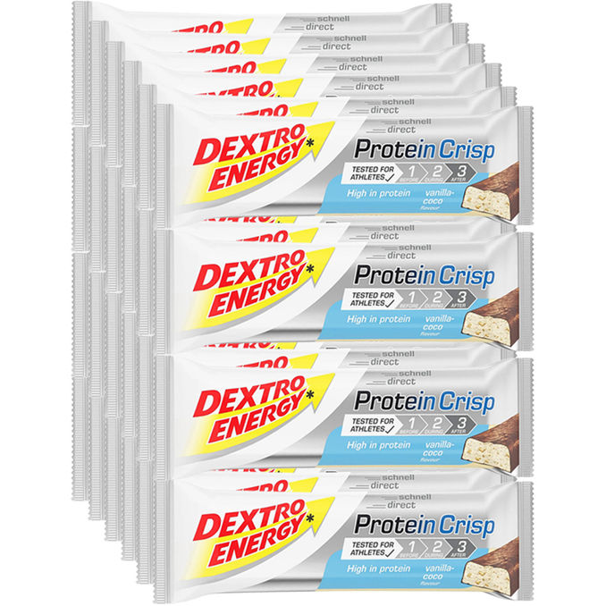Proteinriegel Crisp Vanille, 24er Pack, 24x 50g von Dextro Energy