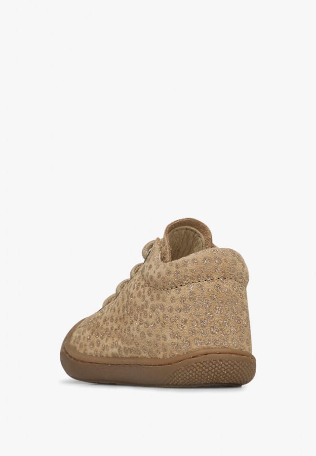 NATURINO COCOONLauflernschuhe aus Veloursleder mit Leoparden-Print, Beige-Platin