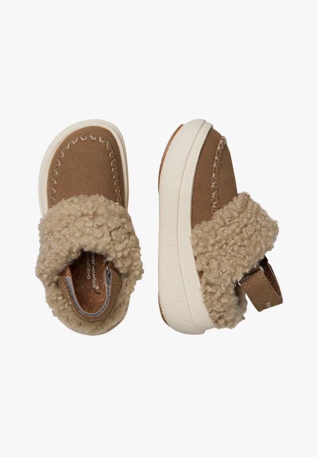 KYOKO JUNIOR.Sneakers aus Kunstleder und Wolle, Braun