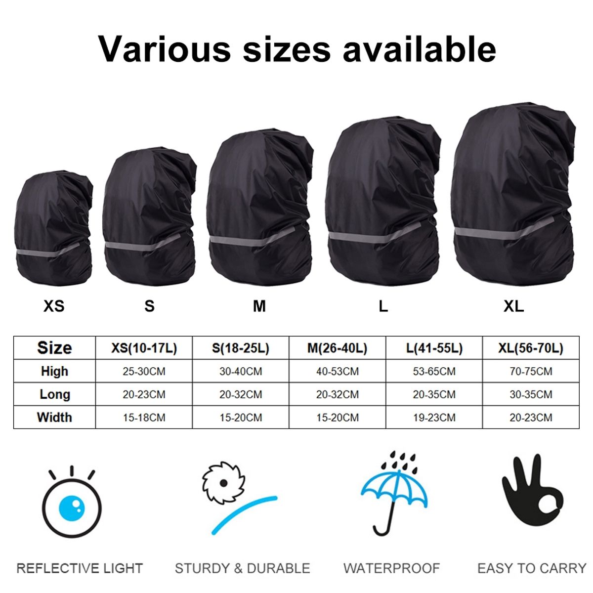 Regenabdeckung Regenschutz Regenhülle für Rucksack Schulranzen Raincover Überzug
