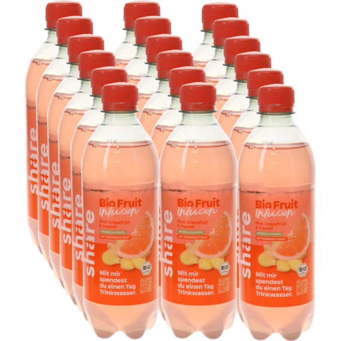 BIO Fruit Infusion Pink Grapefruit-Ingwer, 18er Pack (EINWEG) zzgl. Pfand, 18x 0,5L von Share