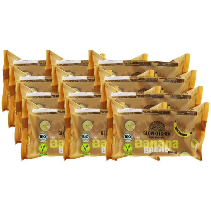 BIO Mini Bananenbrot Natur, 12er Pack, 12x 70g von Glowkitchen