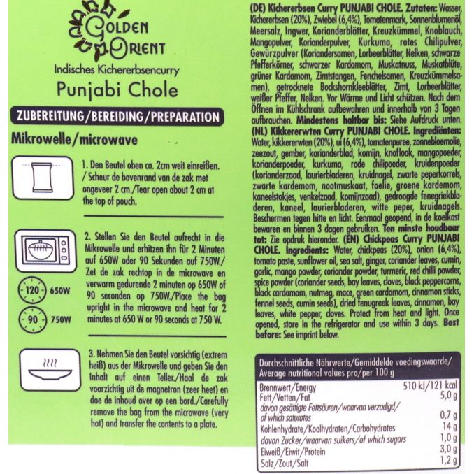Indisches Kichererbsencurry, 250g von Golden Orient