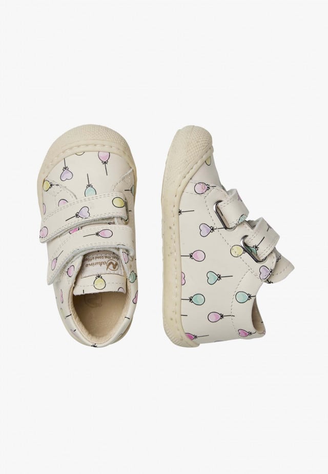 NATURINO COCOON VLLauflernschuhe aus Leder mit Ballon-Print, Creme