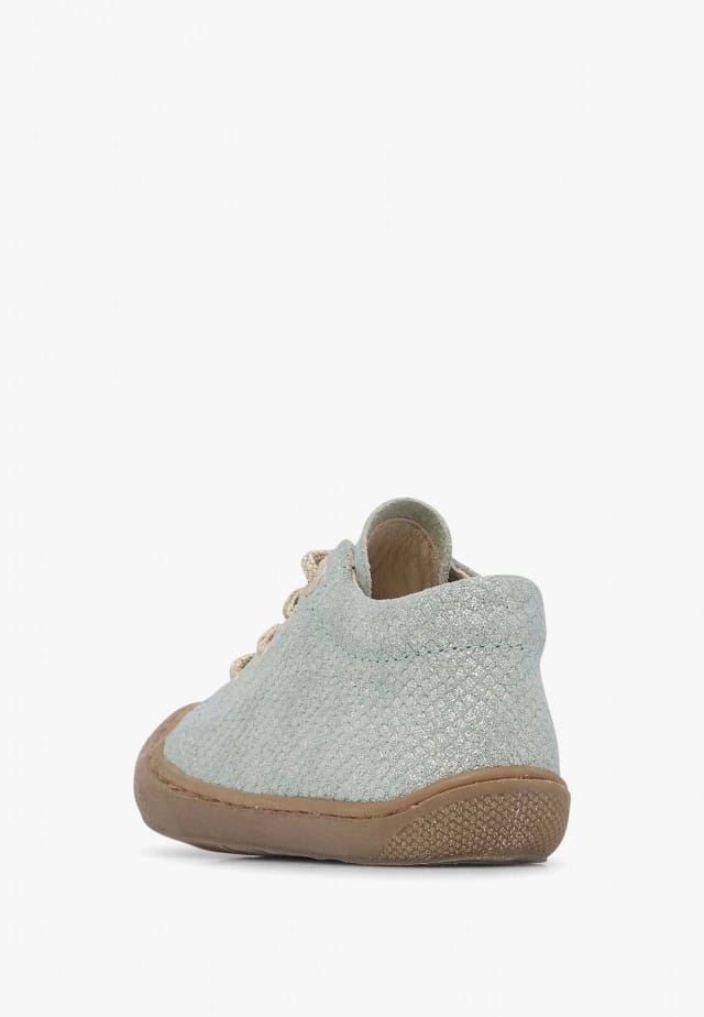 NATURINO COCOONLauflernschuhe aus Metallic-Veloursleder, Salbei