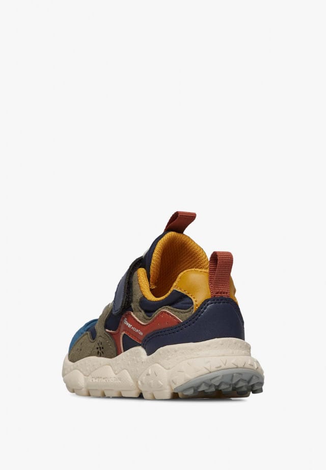 YAMANO 3 JUNIOR VL.Sneakers aus Kunstleder und technischem Gewebe, Marineblau-Militärgrün