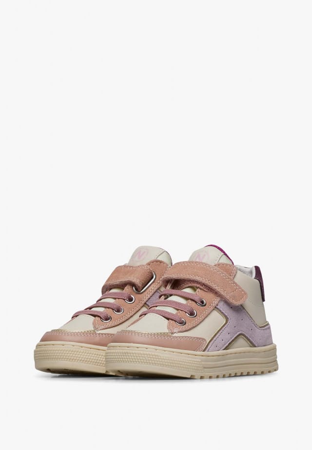 NATURINO BAOB VL.Sneakers aus Leder und Veloursleder, Cremeweiß-Rosa