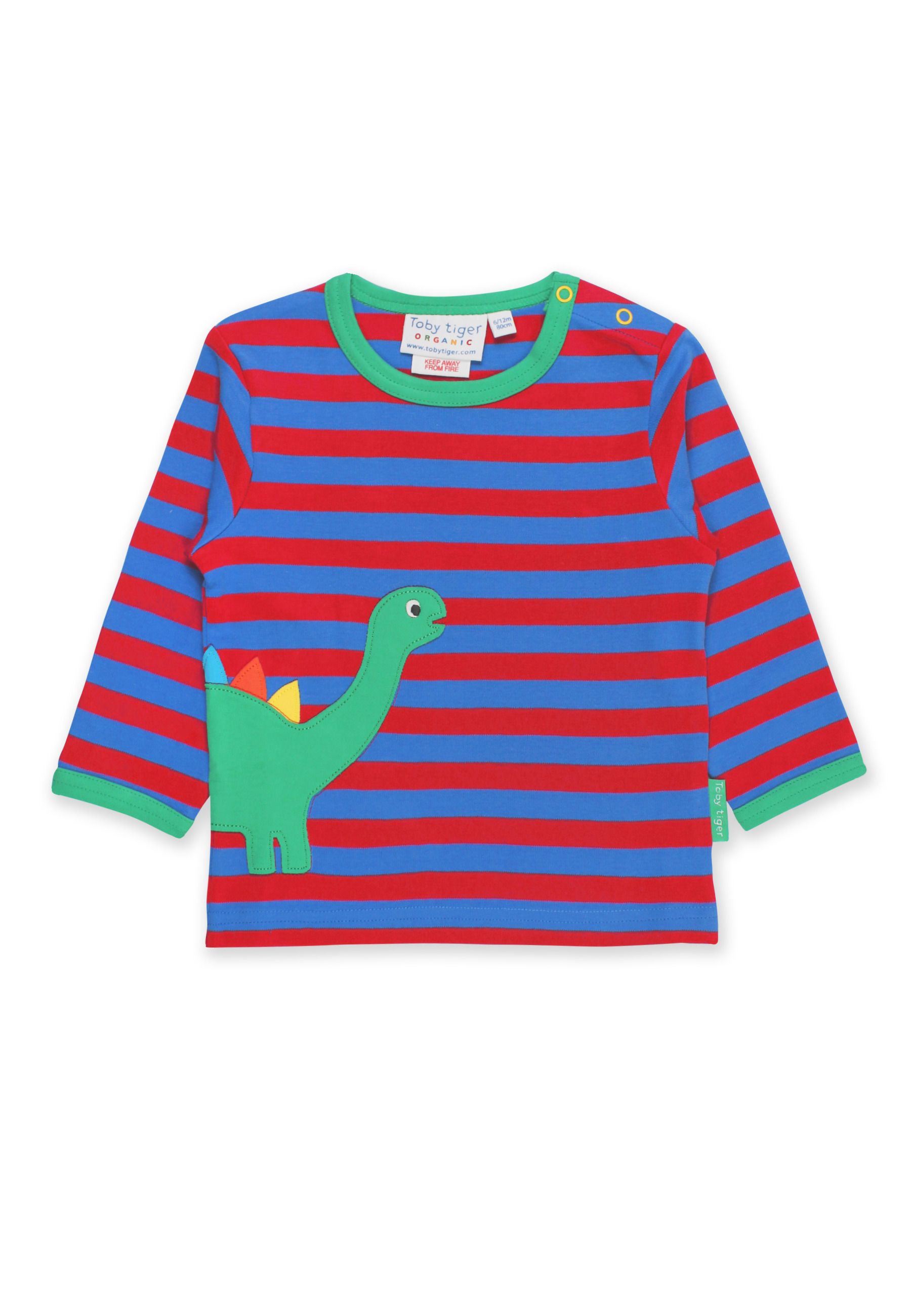 Toby Tiger Langarmshirt , gestreift mit Dino Applikation