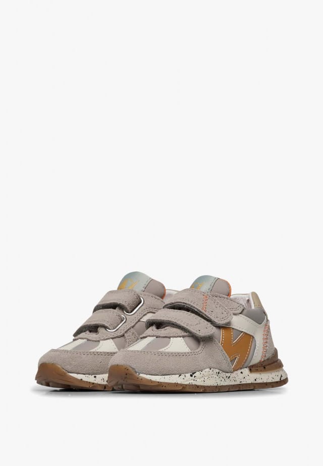 NATURINO ZIMMY VL.Sneakers aus Veloursleder und technischem Gewebe, Taupe-Kürbis