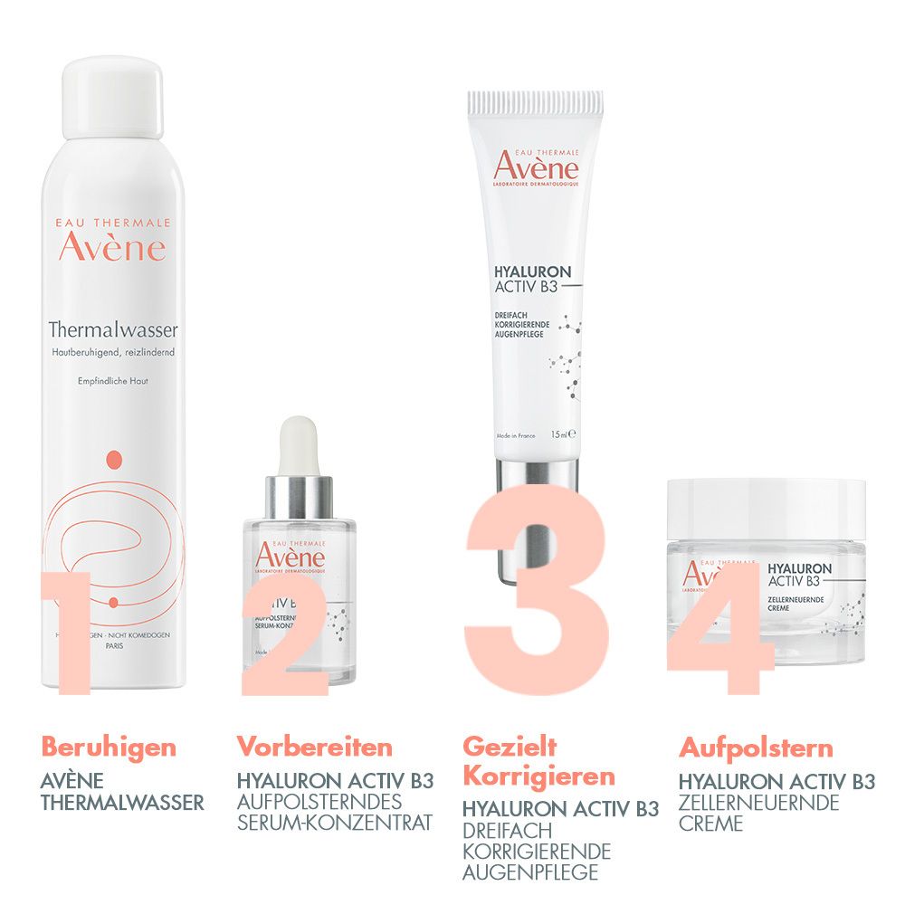 Avène Hyaluron Activ B3 dreifach korrigierende Augenpflege - Anti-Aging Pflege mit Niacinamid + Avène Hyaluron Activ B3 Serum 10ml GRATIS