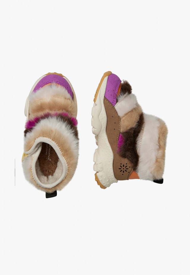 TARO JUNIOR WP.Stiefeletten aus Kunstleder und Wolle, Fuchsia-Braun