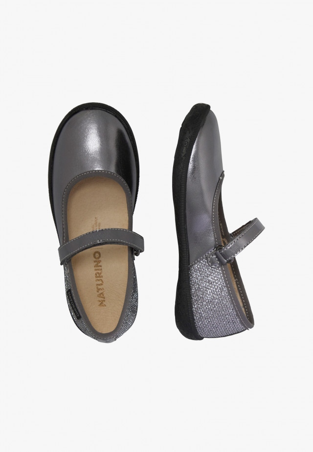 NATURINO FROLLIKBallerinas aus Metallic-Leder und Glitter, Silber
