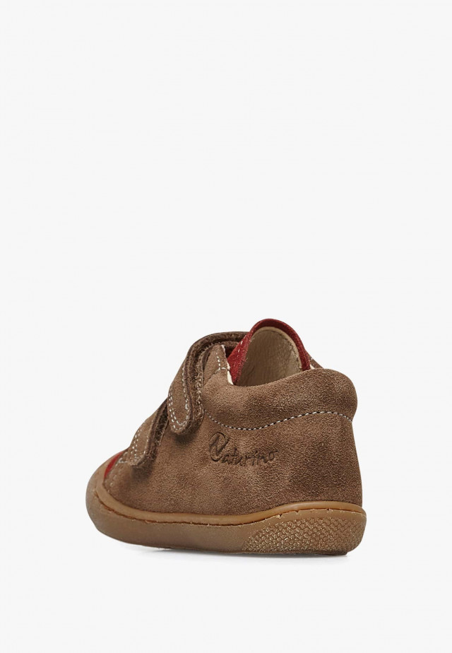 NATURINO COCOON VLLauflernschuhe aus Veloursleder, Rot-Hellbraun