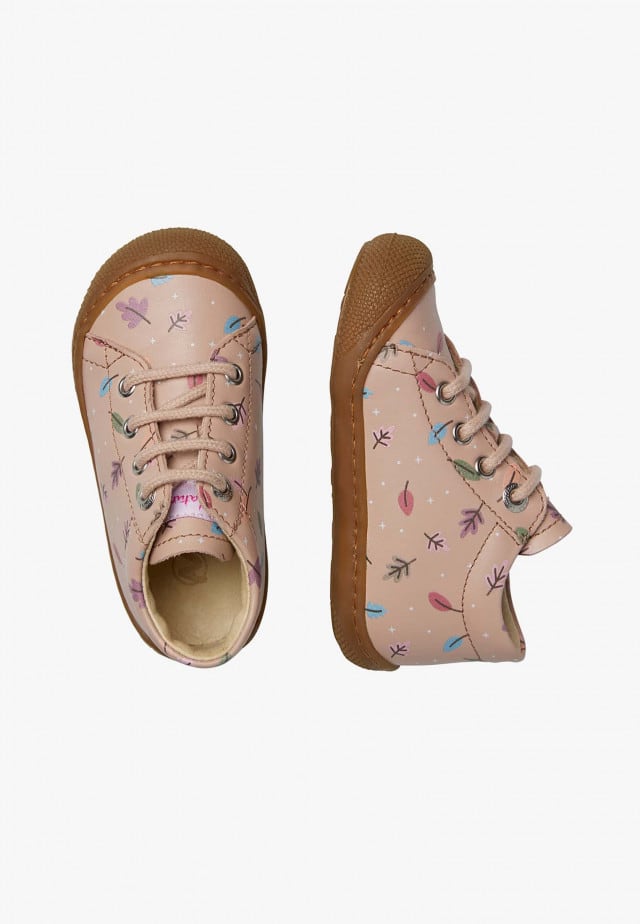 NATURINO COCOONLauflernschuhe aus Leder mit Herbstprint, Puderrosa