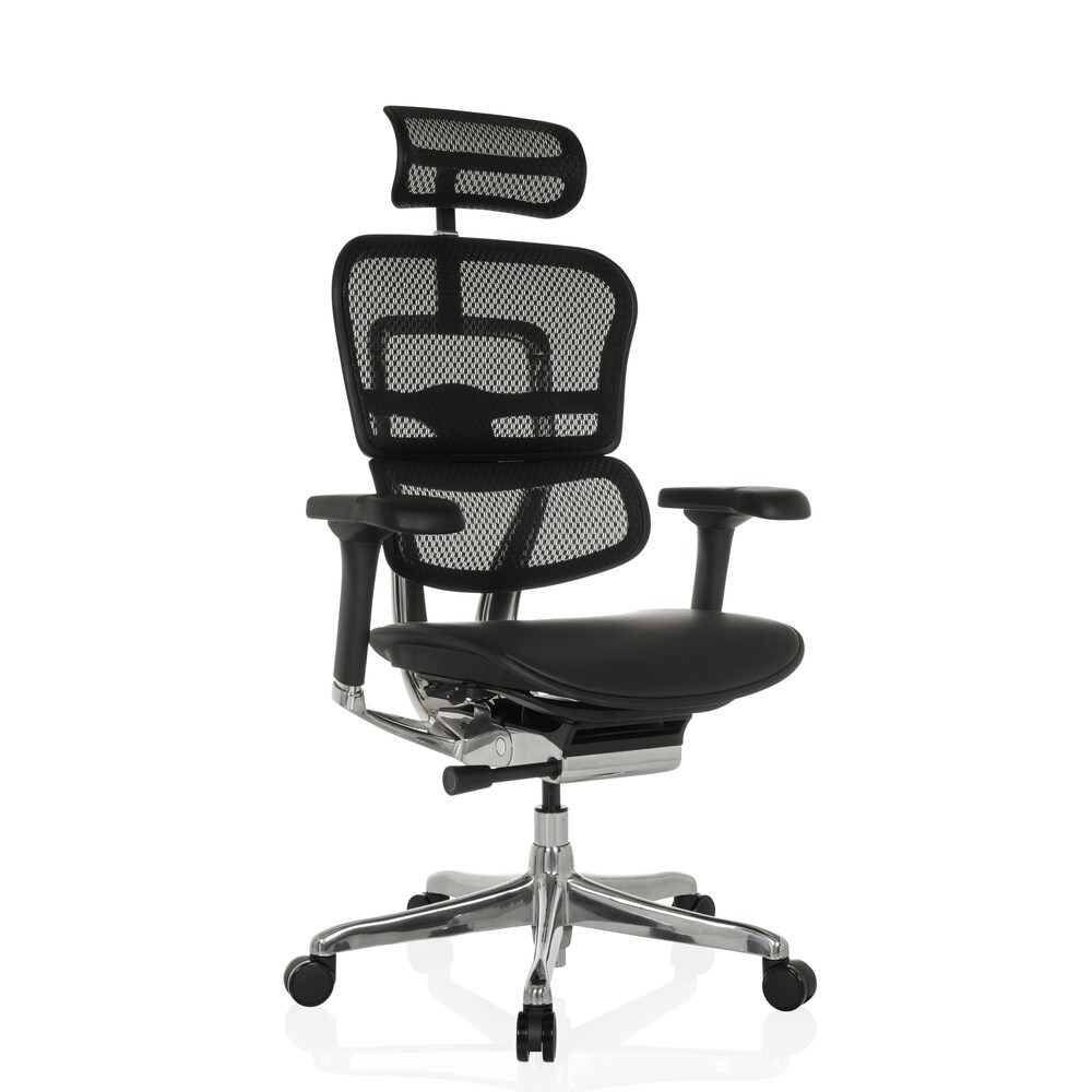 Luxus Chefsessel ERGOHUMAN GEN2 Leder/Netzstoff mit Armlehnen (höhenverstellbar) hjh OFFICE