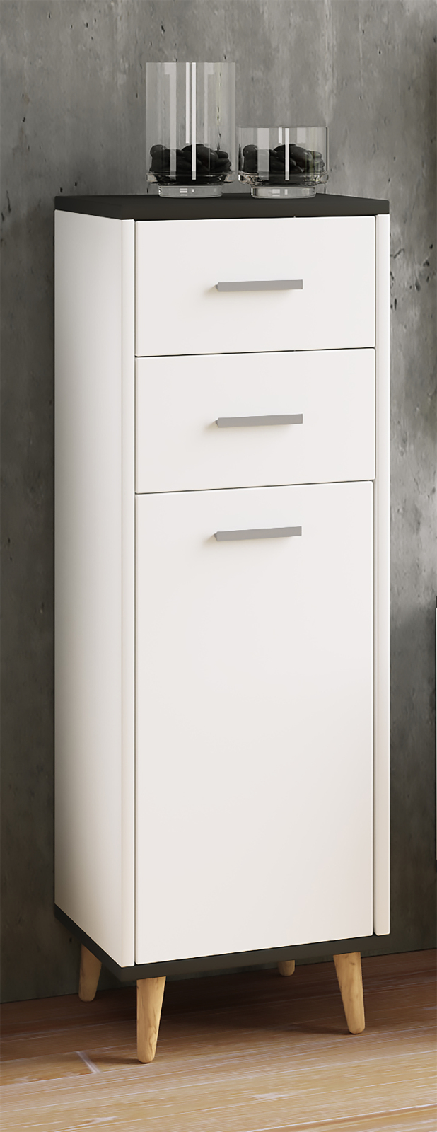 Midischrank LANDOS - weiß-anthrazit - 97 cm hoch