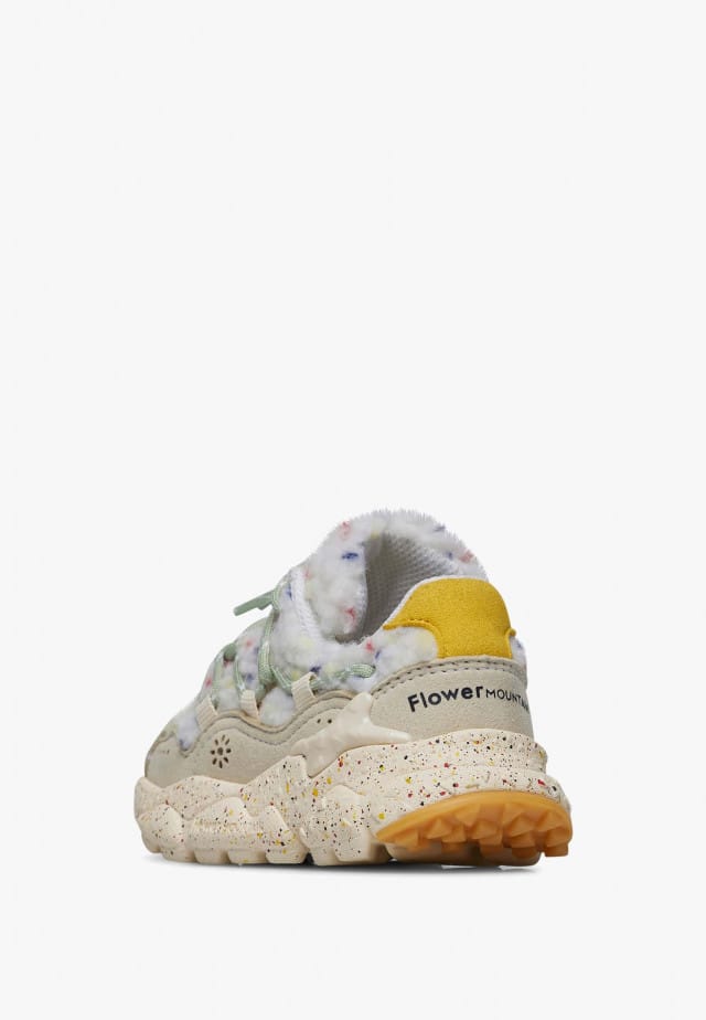 RAIKIRI JUNIOR.Sneakers aus Kunstleder und Wolle, Cremeweiß