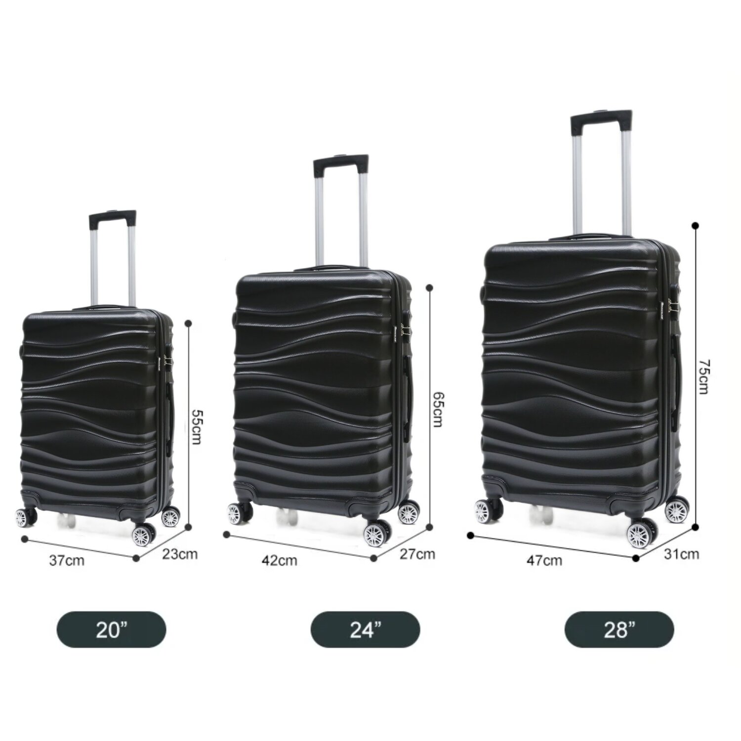 Reisekoffer Koffer 3 tlg Hartschale Trolley Set Kofferset Handgepäck