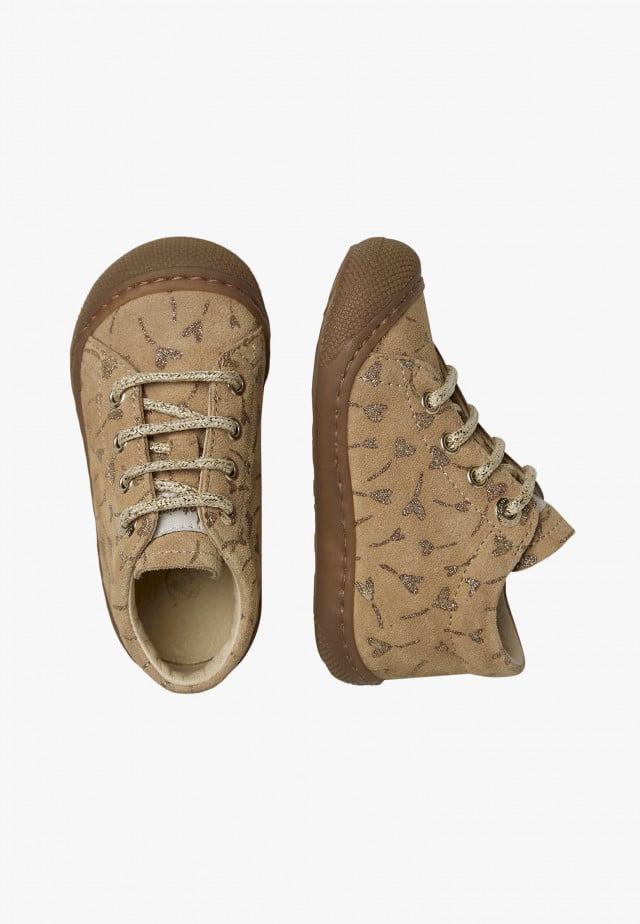 NATURINO COCOONLauflernschuhe aus Veloursleder, Beige-Platin
