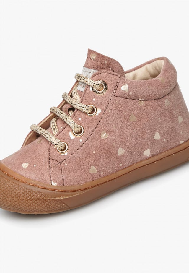 NATURINO COCOONLauflernschuhe aus Veloursleder, Puderrosa