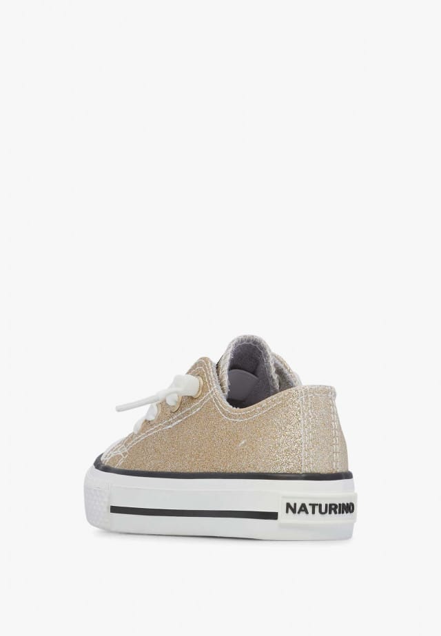 NATURINO AYASY.Sneakers aus glitzerndem Stoff, Platin