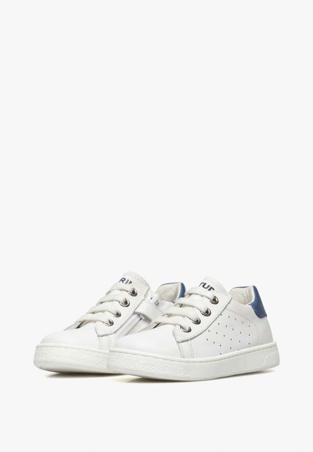 NATURINO HASSELT 2 ZIP.Sneakers aus Leder, Weiß-Blau