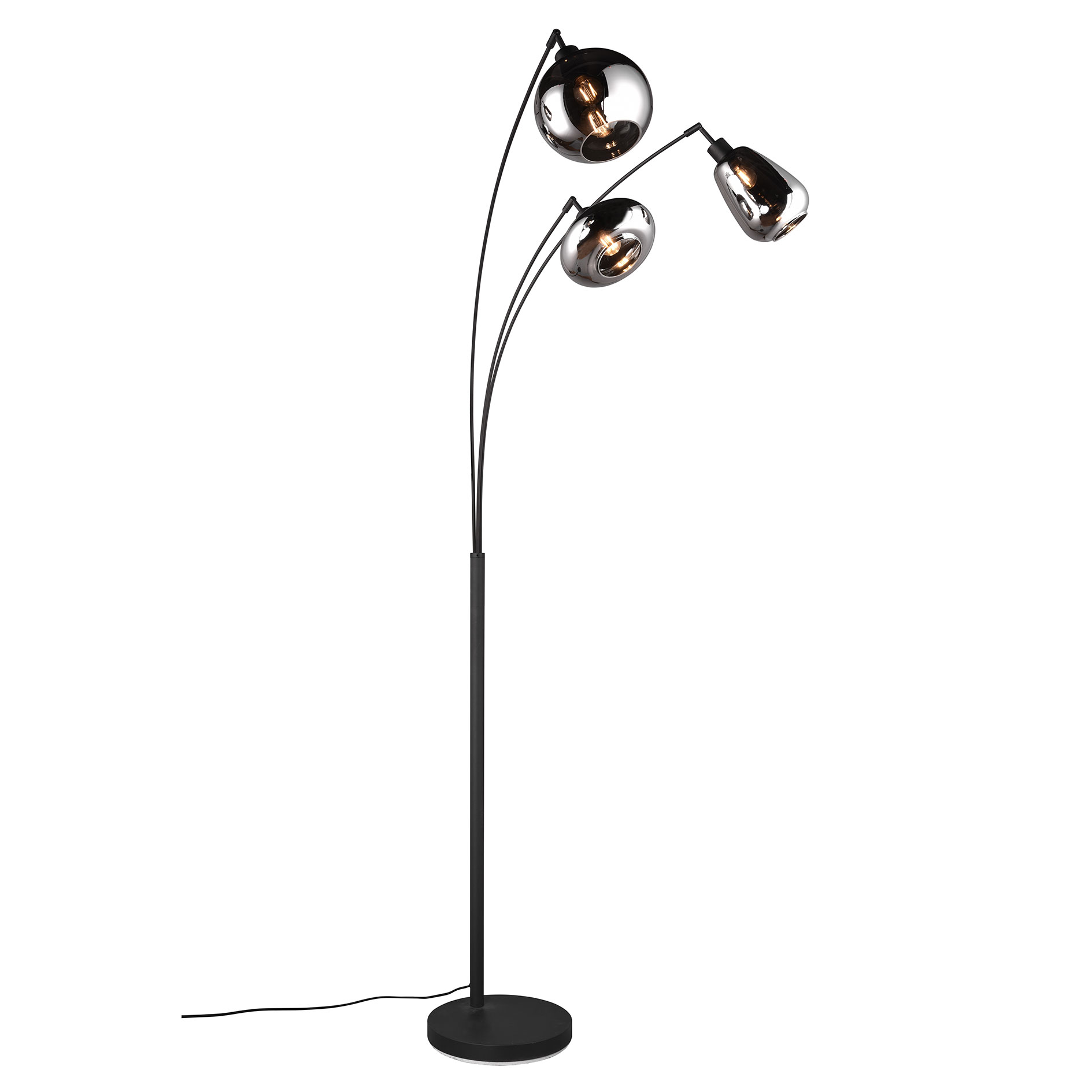 Stehleuchte - chrom bedampft - schwarz matt - 200 cm